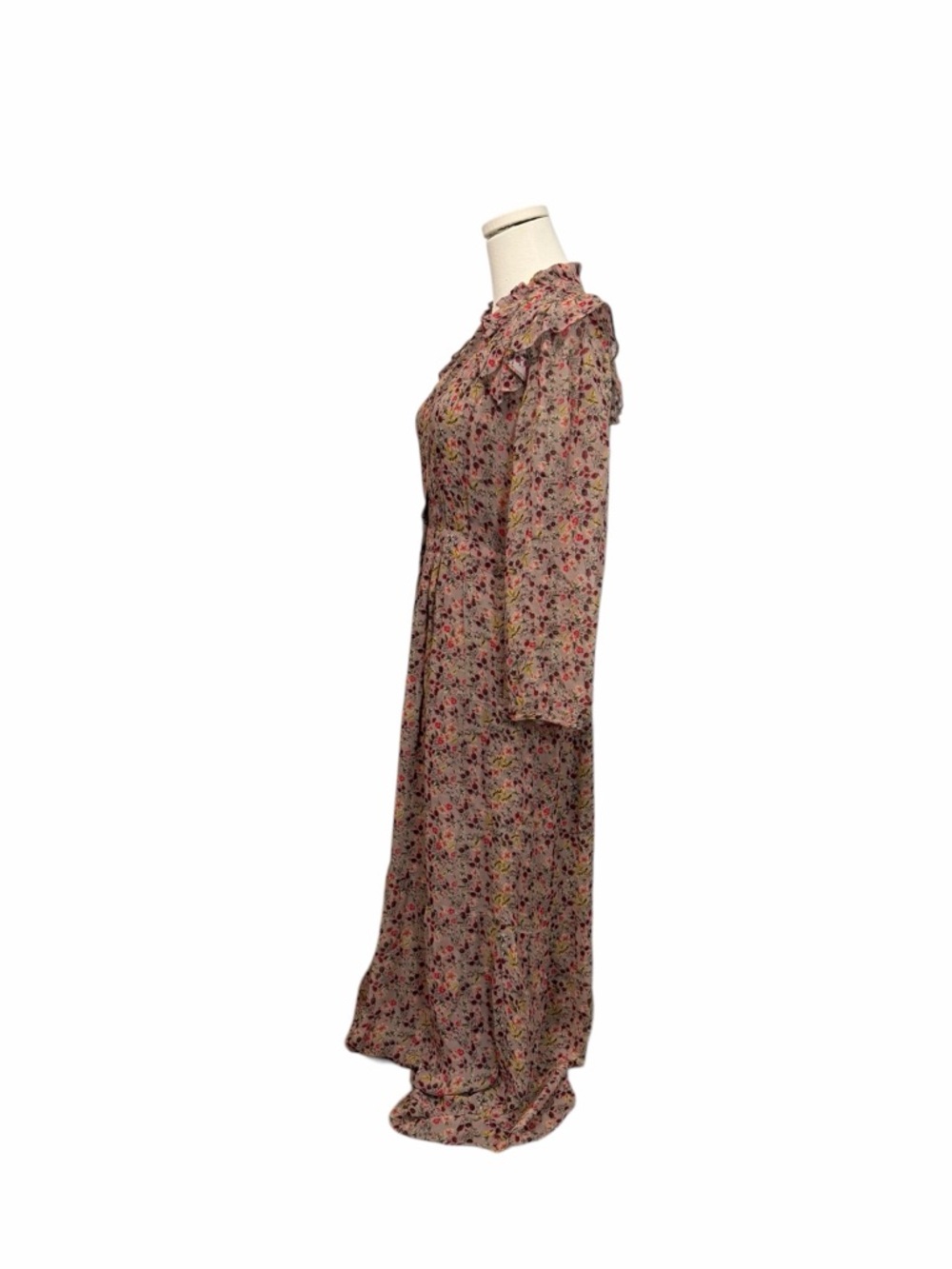 Ba&sh Maggie Ruffled Floral-Print Crepon Midi Dress Pink Size Small Milkmaid - Picture 7 of 14